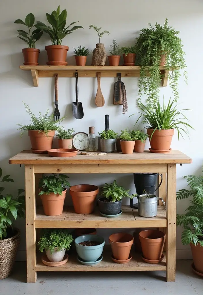 28 Minimalist Plant Decor Ideas for a Fresh Look 10 28 Minimalist Plant Decor Ideas for a Fresh Look - 10. Minimalist Potting Bench