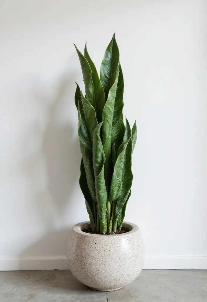 28 Minimalist Plant Decor Ideas for a Fresh Look 12 28 Minimalist Plant Decor Ideas for a Fresh Look - 12. Clean Lines with Potted Snake Plant