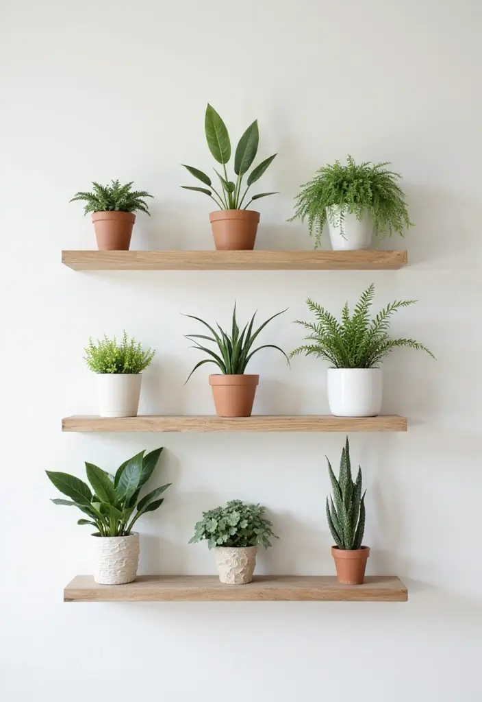 28 Minimalist Plant Decor Ideas for a Fresh Look 13 28 Minimalist Plant Decor Ideas for a Fresh Look - 13. Minimalist Floating Shelves with Plants