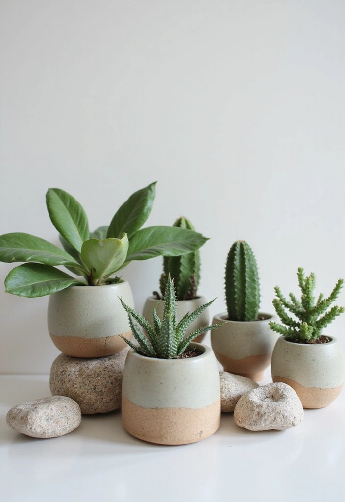 28 Minimalist Plant Decor Ideas for a Fresh Look 20 28 Minimalist Plant Decor Ideas for a Fresh Look - 20. Minimalist Pebble Plants