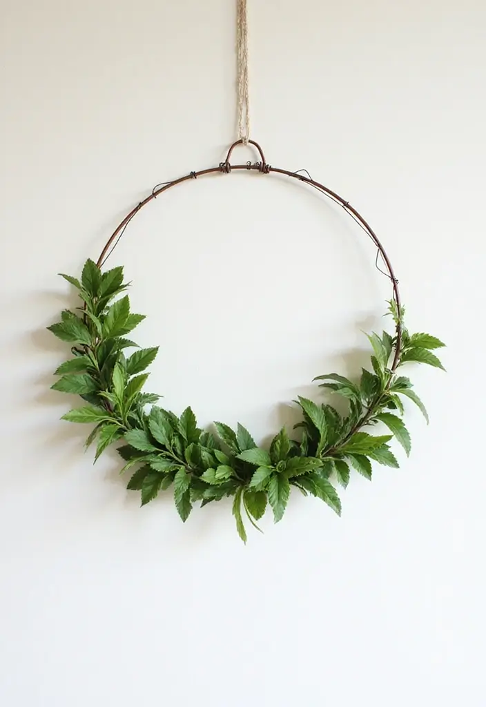 28 Minimalist Plant Decor Ideas for a Fresh Look 21 28 Minimalist Plant Decor Ideas for a Fresh Look - 21. Minimalist Plant Wreath