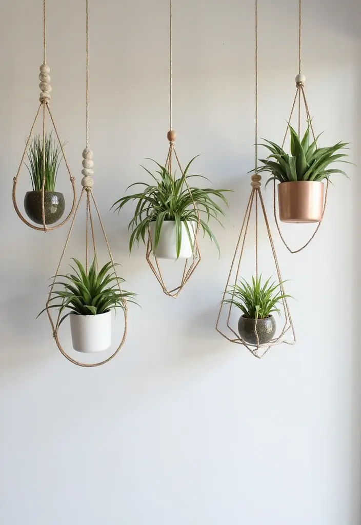 28 Minimalist Plant Decor Ideas for a Fresh Look 3 28 Minimalist Plant Decor Ideas for a Fresh Look - 3. Hanging Air Plants in Minimalist Holders