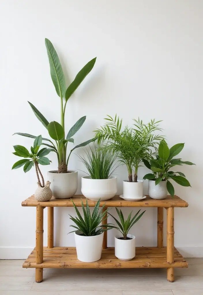 28 Minimalist Plant Decor Ideas for a Fresh Look 6 28 Minimalist Plant Decor Ideas for a Fresh Look - 6. Minimalist Bamboo Plant Stand