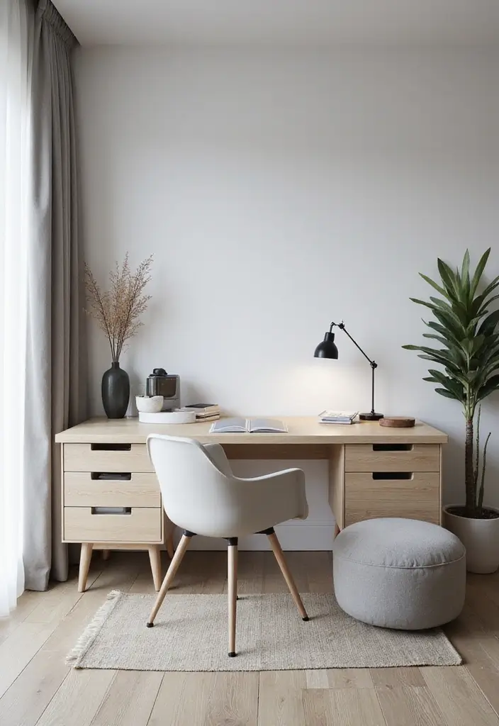 28 Office Minimalist Ideas for Productivity and Style 21 28 Office Minimalist Ideas for Productivity and Style - 21. Embrace Monochrome
