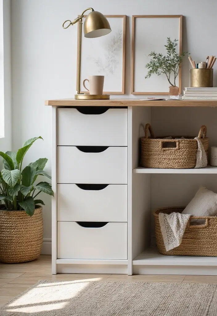 28 Office Minimalist Ideas for Productivity and Style 23 28 Office Minimalist Ideas for Productivity and Style - 23. Innovative Storage Solutions