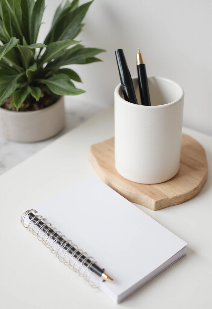 28 Office Minimalist Ideas for Productivity and Style 24 28 Office Minimalist Ideas for Productivity and Style - 24. Simple Desk Accessories