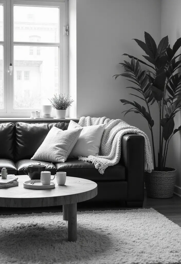 29 Black and White Minimalist Living Room Ideas 1 29 Black and White Minimalist Living Room Ideas - 1. Play with Textures