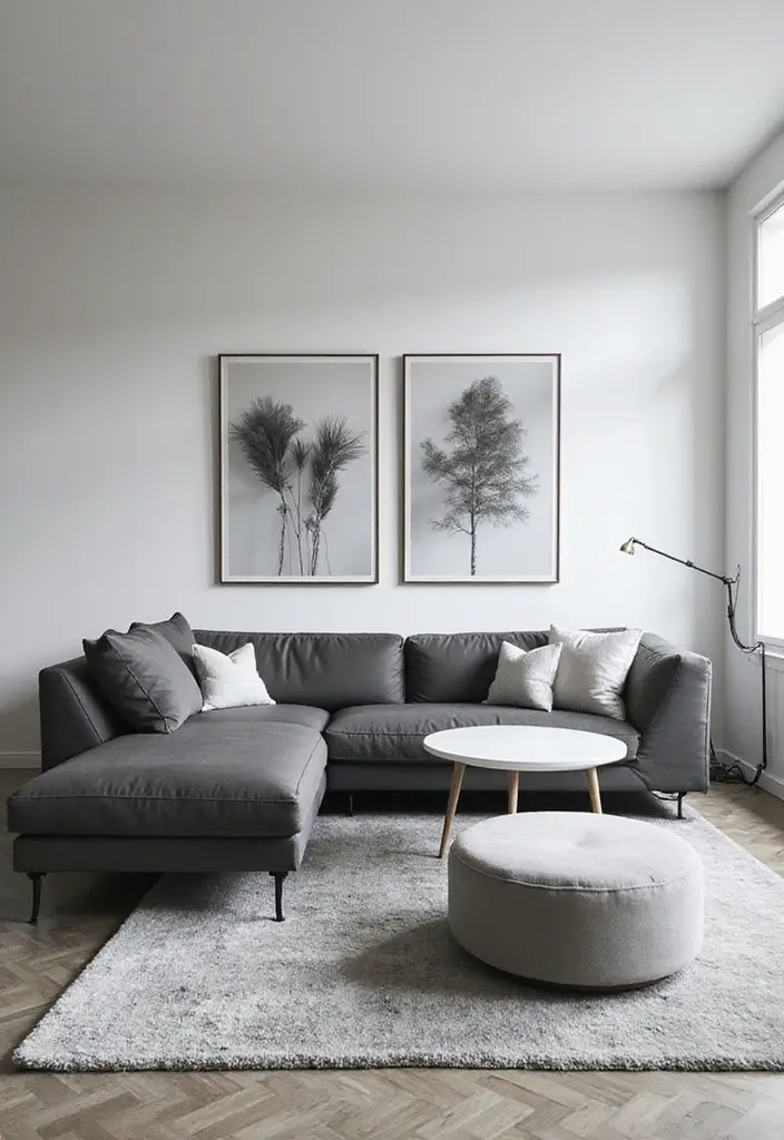29 Black and White Minimalist Living Room Ideas 16 29 Black and White Minimalist Living Room Ideas - 16. Use Mirrors for Depth