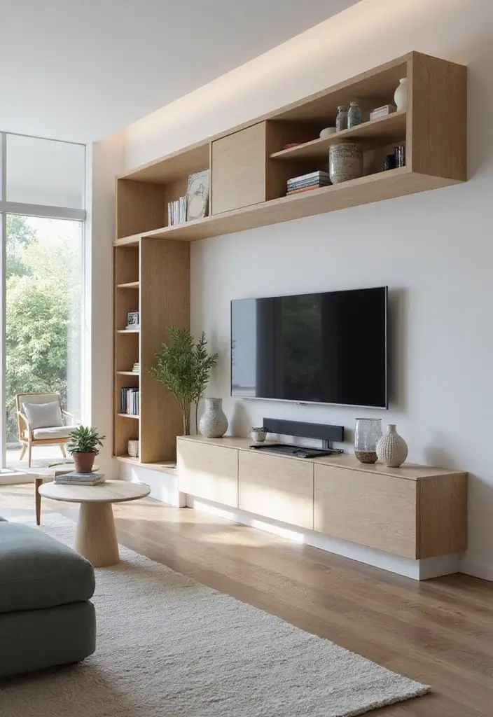 29 Black and White Minimalist Living Room Ideas 18 29 Black and White Minimalist Living Room Ideas - 18. Keep It Functional with Media Storage