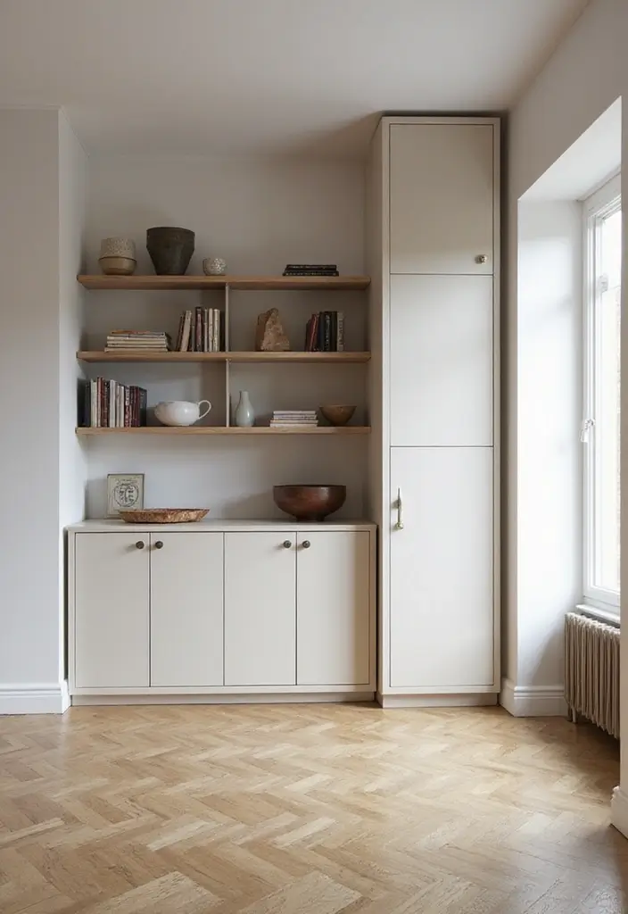 29 Black and White Minimalist Living Room Ideas 27 29 Black and White Minimalist Living Room Ideas - 27. Opt for Vertical Storage Solutions
