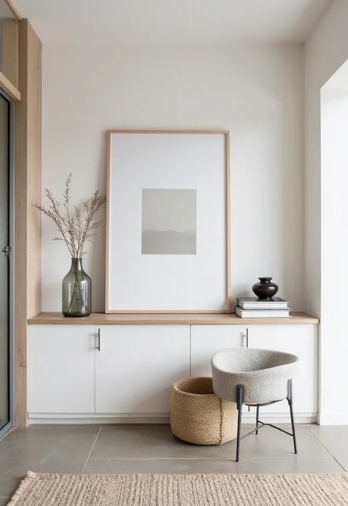 29 Minimalist Entryway Ideas That Make a Statement - 11. Minimalist Artwork Displays
