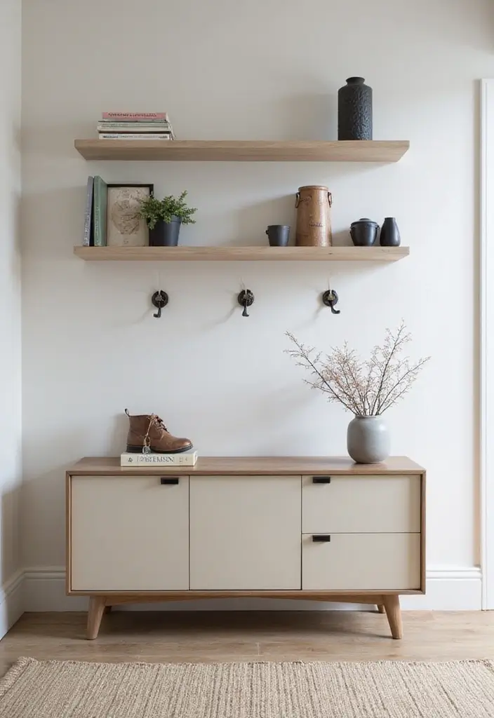 29 Minimalist Entryway Ideas That Make a Statement - 2. Function Meets Fashion with Storage Solutions