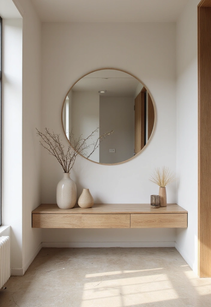 29 Minimalist Entryway Ideas That Make a Statement - 6. Keep It Simple with Large Mirrors