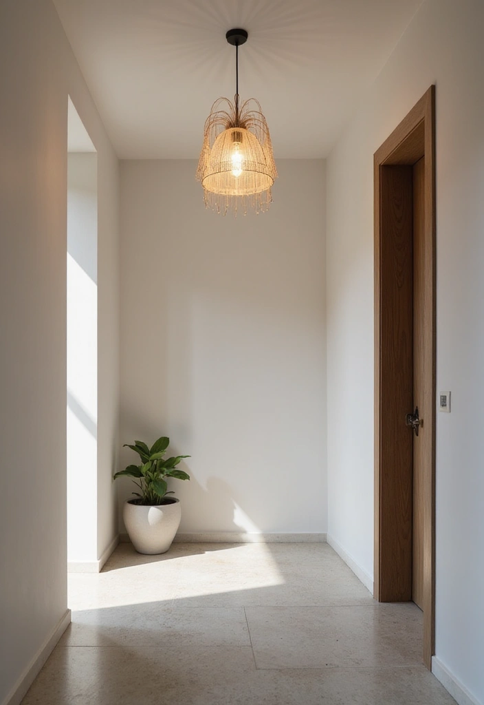 29 Minimalist Entryway Ideas That Make a Statement - 7. Statement Lighting Fixtures