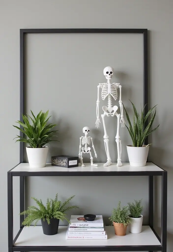 29 Minimalist Halloween Decor Ideas That Look Chic 17 29 Minimalist Halloween Decor Ideas That Look Chic - 17. Minimalist Skeleton Decor