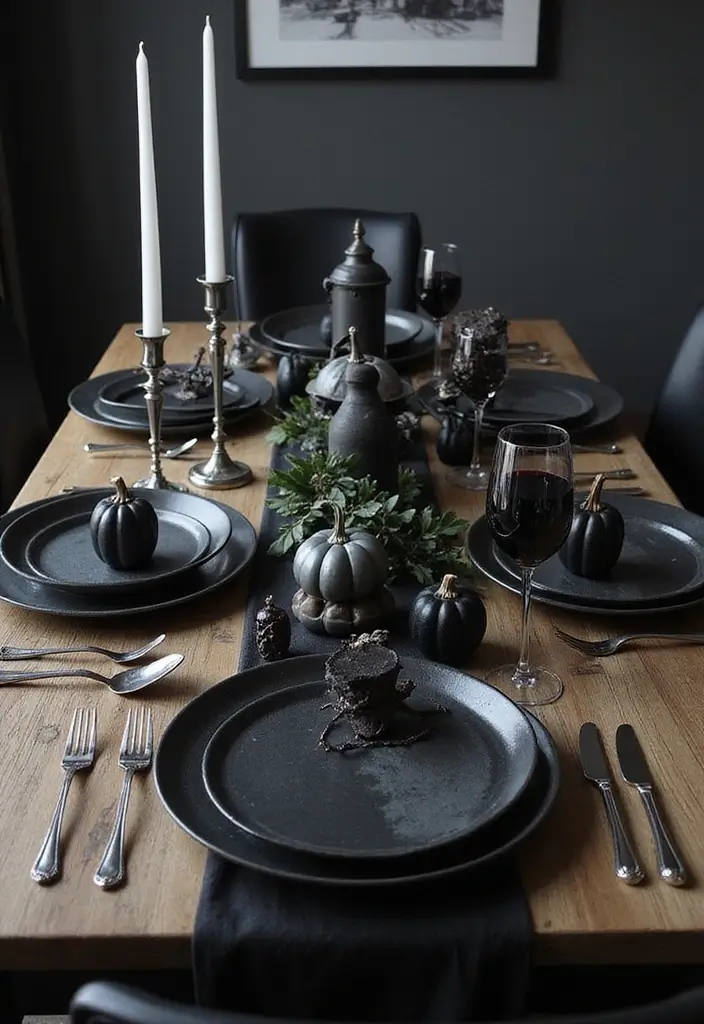 29 Minimalist Halloween Decor Ideas That Look Chic 23 29 Minimalist Halloween Decor Ideas That Look Chic - 23. Modern Black and White Table Settings