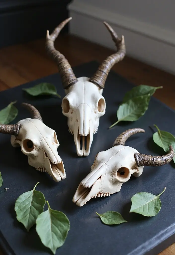 29 Minimalist Halloween Decor Ideas That Look Chic 26 29 Minimalist Halloween Decor Ideas That Look Chic - 26. Chic Faux Animal Skulls