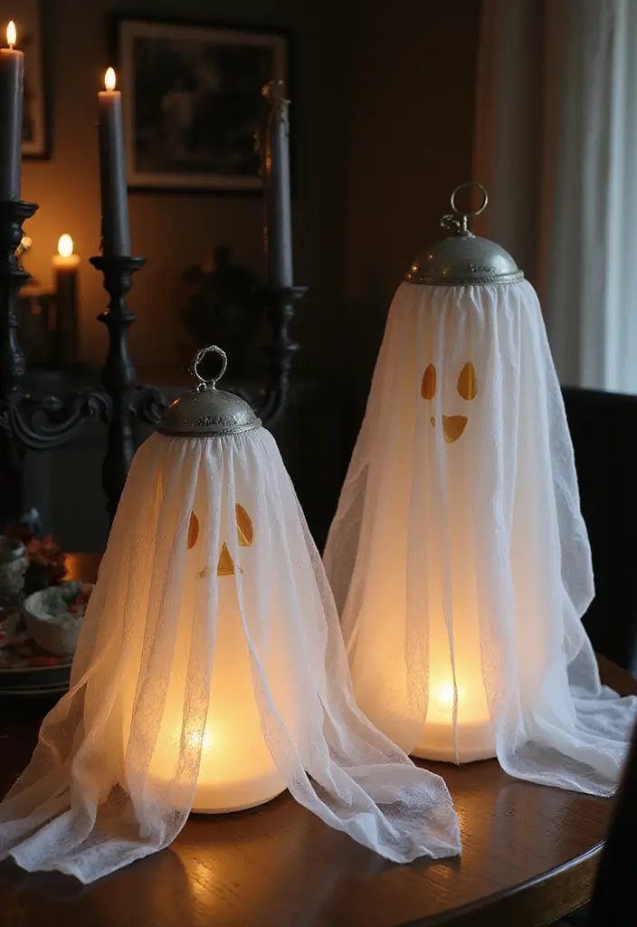 29 Minimalist Halloween Decor Ideas That Look Chic 6 29 Minimalist Halloween Decor Ideas That Look Chic - 6. White Ghost Lanterns