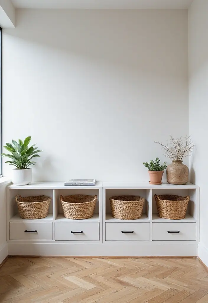 29 Minimalist Living Room Ideas That Feel Calm and Chic 22 29 Minimalist Living Room Ideas That Feel Calm and Chic - 22. Smart Storage Solutions