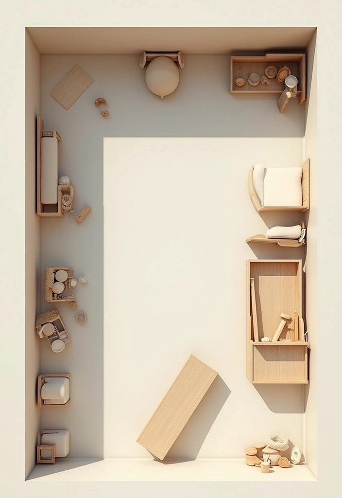29 Minimalist Playroom Ideas for Kids 12 29 Minimalist Playroom Ideas for Kids - 12. Simple Floor Plan