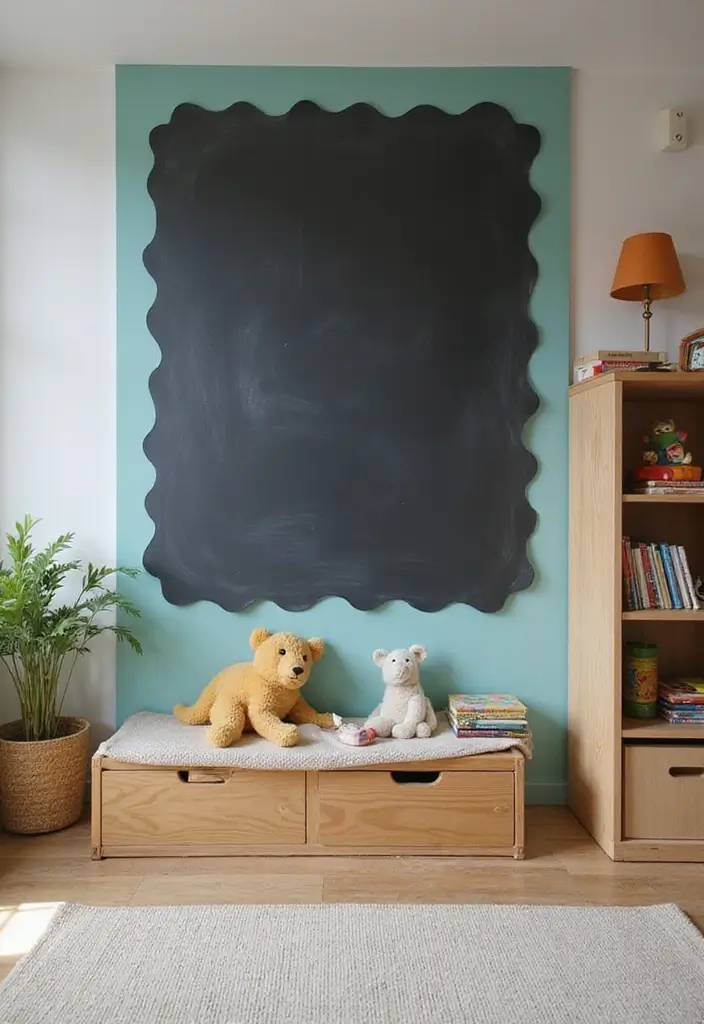 29 Minimalist Playroom Ideas for Kids 13 29 Minimalist Playroom Ideas for Kids - 13. Interactive Wall Space
