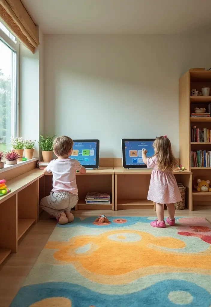 29 Minimalist Playroom Ideas for Kids 27 29 Minimalist Playroom Ideas for Kids - 27. Kid-Friendly Technology