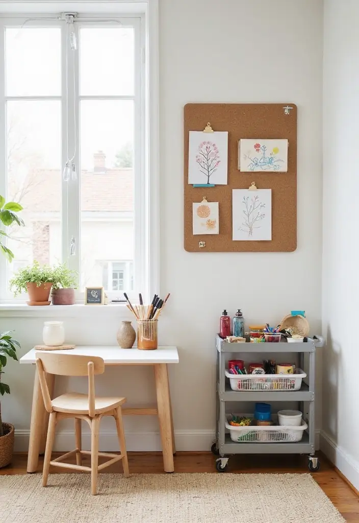 29 Minimalist Playroom Ideas for Kids 6 29 Minimalist Playroom Ideas for Kids - 6. An Art Corner