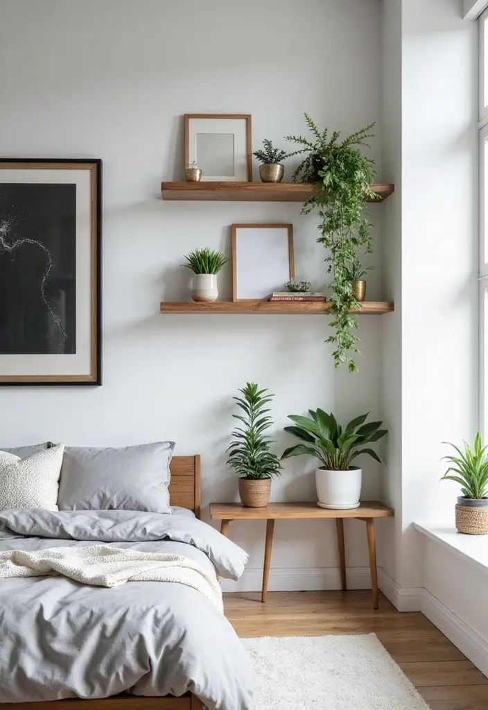 29 White Minimalist Bedroom Ideas That Feel Fresh 11 29 White Minimalist Bedroom Ideas That Feel Fresh - 11. Open Shelving