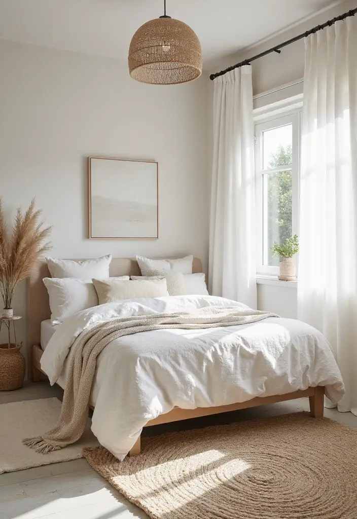 29 White Minimalist Bedroom Ideas That Feel Fresh 12 29 White Minimalist Bedroom Ideas That Feel Fresh - 12. Organic Textiles