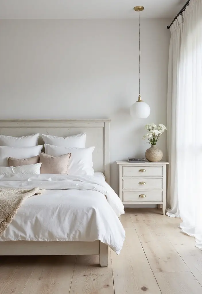 29 White Minimalist Bedroom Ideas That Feel Fresh 16 29 White Minimalist Bedroom Ideas That Feel Fresh - 16. Whitewashed Textures