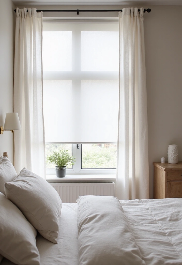 29 White Minimalist Bedroom Ideas That Feel Fresh 17 29 White Minimalist Bedroom Ideas That Feel Fresh - 17. Minimalist Window Treatments