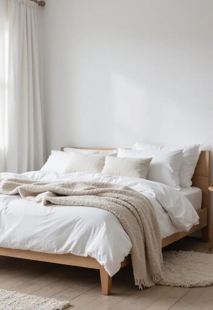 29 White Minimalist Bedroom Ideas That Feel Fresh 18 29 White Minimalist Bedroom Ideas That Feel Fresh - 18. Focus on the Bed