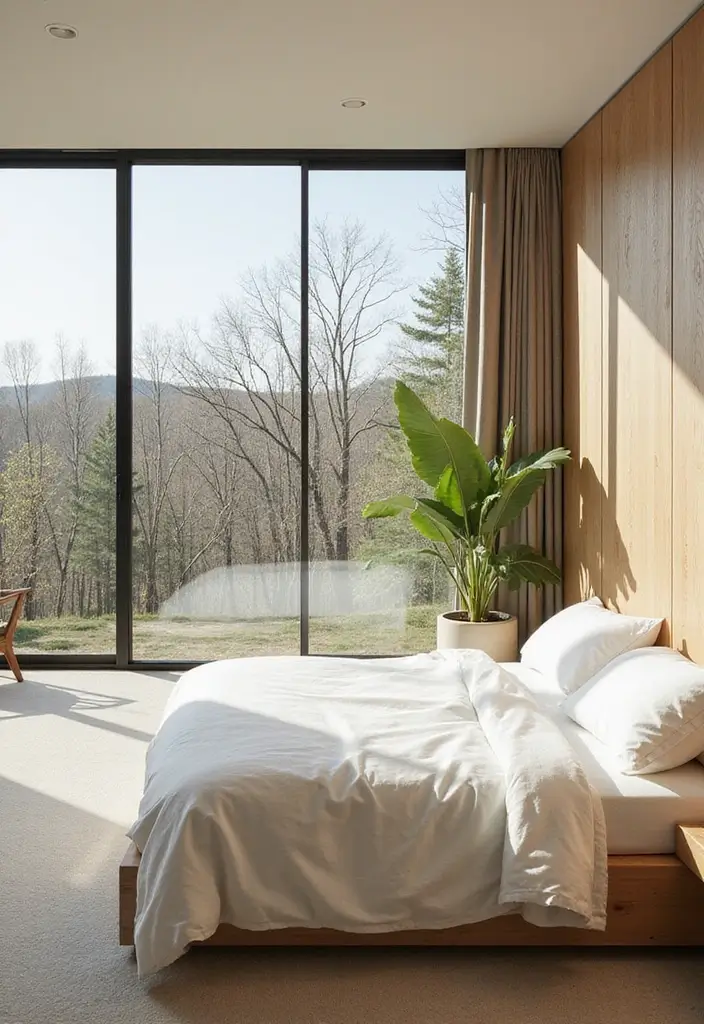29 White Minimalist Bedroom Ideas That Feel Fresh 27 29 White Minimalist Bedroom Ideas That Feel Fresh - 27. Outdoor Views