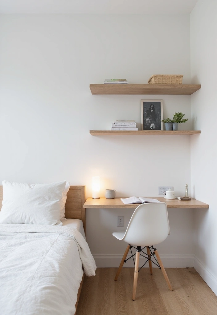29 White Minimalist Bedroom Ideas That Feel Fresh 3 29 White Minimalist Bedroom Ideas That Feel Fresh - 3. Floating Furniture