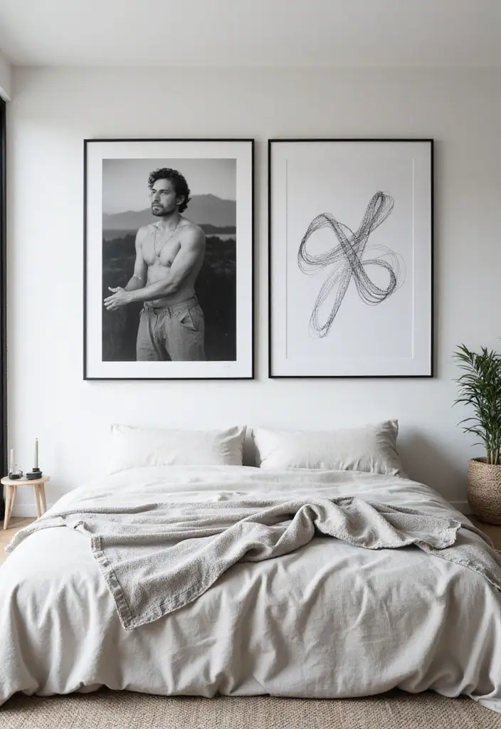 29 White Minimalist Bedroom Ideas That Feel Fresh 5 29 White Minimalist Bedroom Ideas That Feel Fresh - 5. Minimalist Art