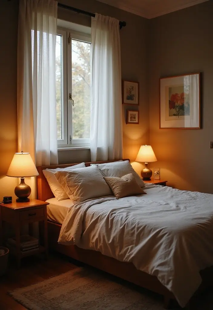 30 Green Minimalist Bedroom Ideas That Feel Relaxing 14 30 Green Minimalist Bedroom Ideas That Feel Relaxing - 14. Calm Lighting Solutions