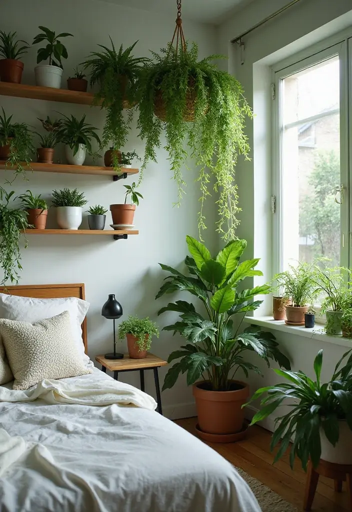 30 Green Minimalist Bedroom Ideas That Feel Relaxing 2 30 Green Minimalist Bedroom Ideas That Feel Relaxing - 2. Indoor Plants Galore