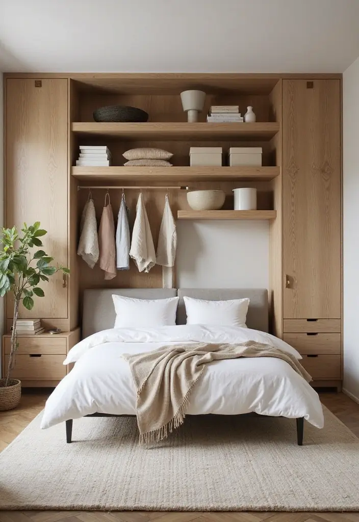 30 Green Minimalist Bedroom Ideas That Feel Relaxing 21 30 Green Minimalist Bedroom Ideas That Feel Relaxing - 21. Thoughtful Storage Solutions