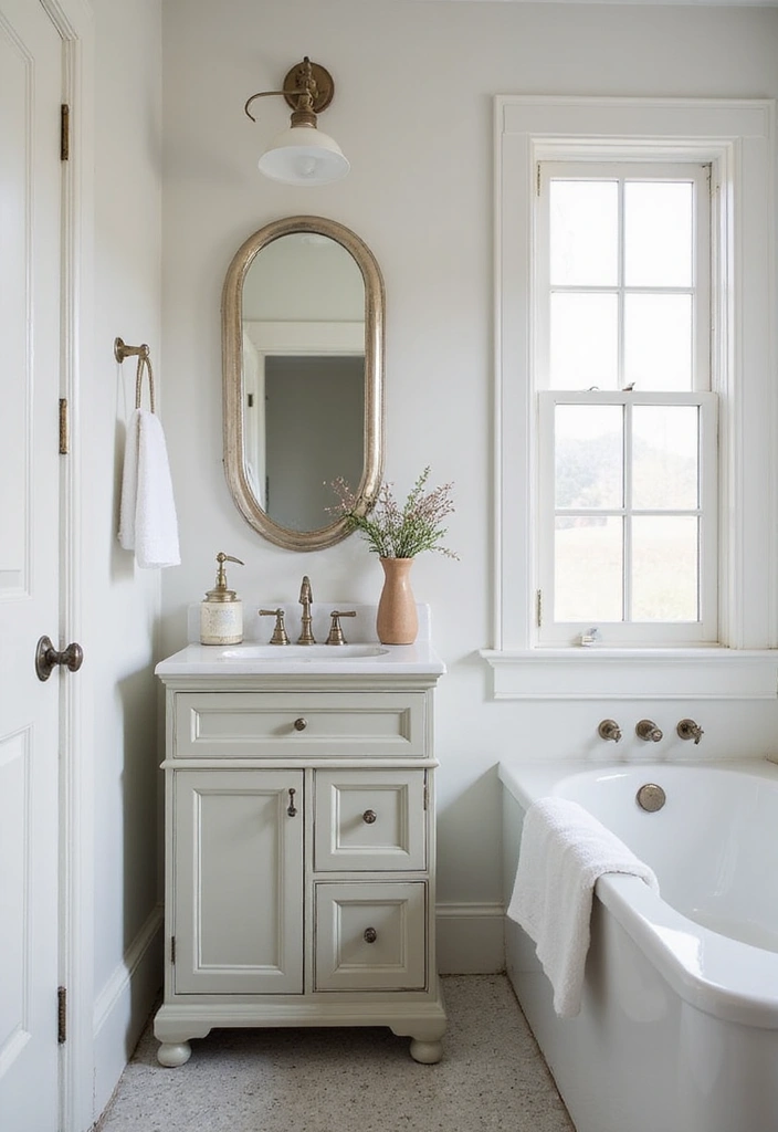 30 Minimalist Bathroom Vanity Ideas That Save Space 10 30 Minimalist Bathroom Vanity Ideas That Save Space - 10. Vintage-Inspired Minimalist Vanities