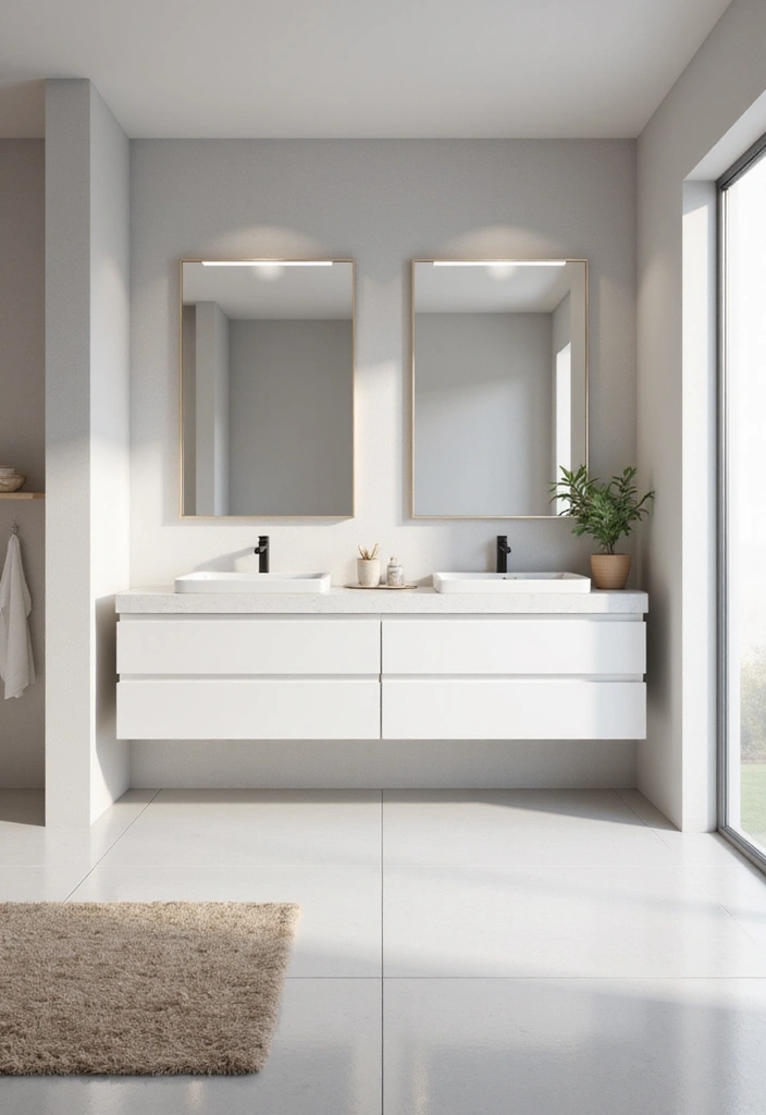 30 Minimalist Bathroom Vanity Ideas That Save Space 13 30 Minimalist Bathroom Vanity Ideas That Save Space - 13. Minimalist Double Vanities