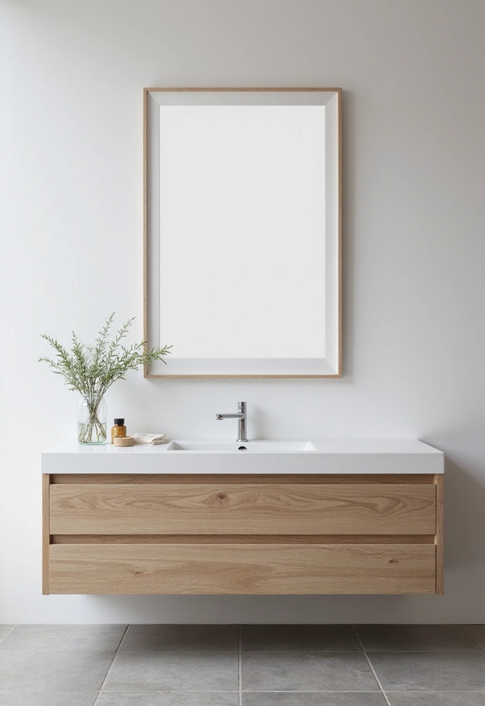 30 Minimalist Bathroom Vanity Ideas That Save Space 17 30 Minimalist Bathroom Vanity Ideas That Save Space - 17. Minimalist Wall Art Above the Vanity