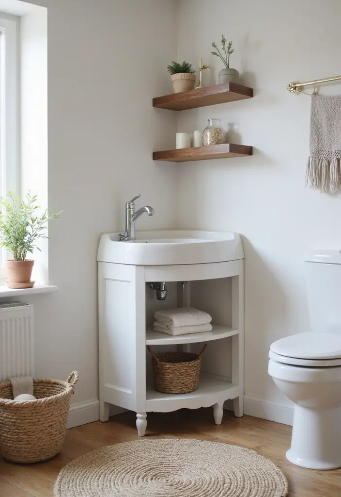 30 Minimalist Bathroom Vanity Ideas That Save Space 2 30 Minimalist Bathroom Vanity Ideas That Save Space - 2. Compact Corner Vanities