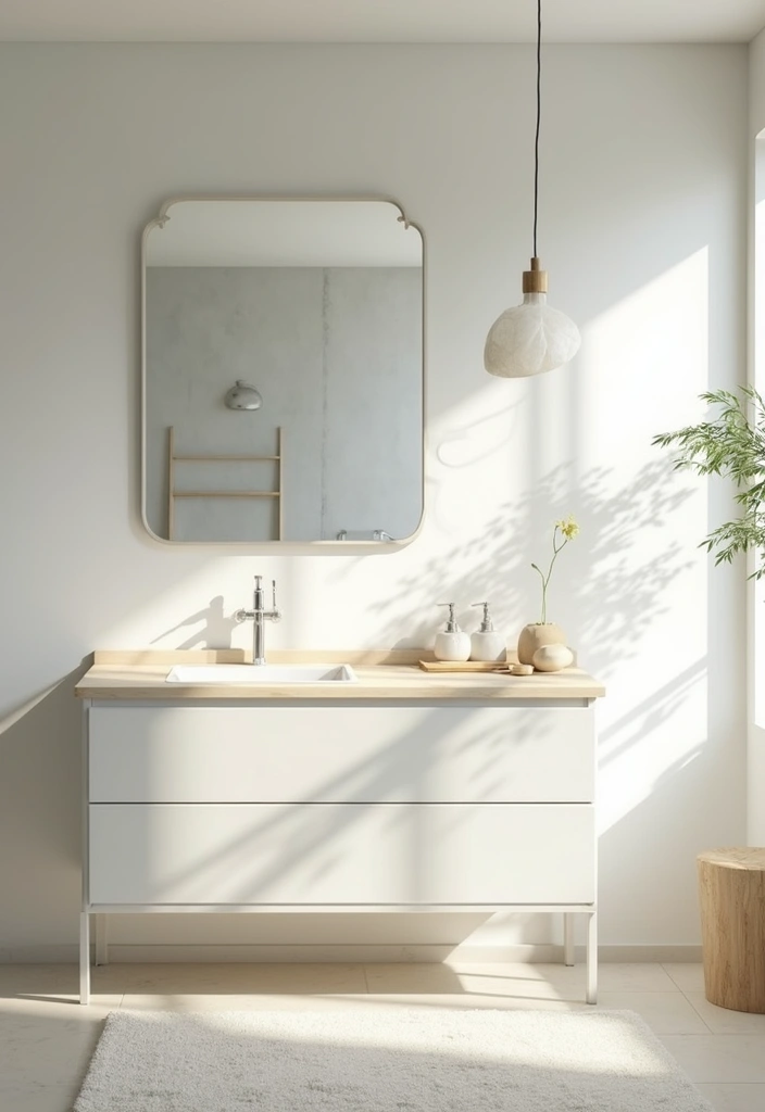 30 Minimalist Bathroom Vanity Ideas That Save Space 22 30 Minimalist Bathroom Vanity Ideas That Save Space - 22. Bright and Airy Vanities