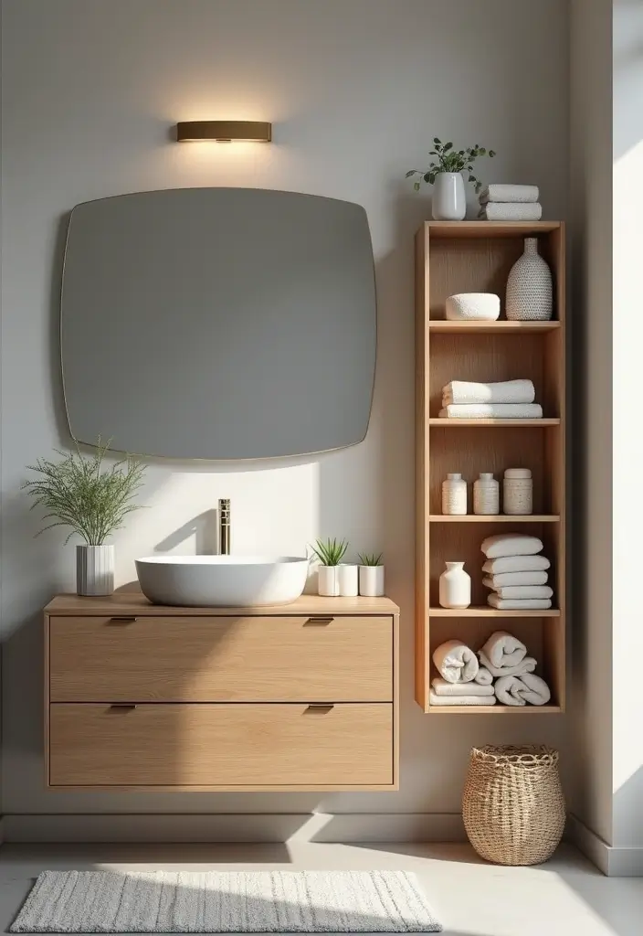 30 Minimalist Bathroom Vanity Ideas That Save Space 24 30 Minimalist Bathroom Vanity Ideas That Save Space - 24. Space-Optimizing Vertical Storage