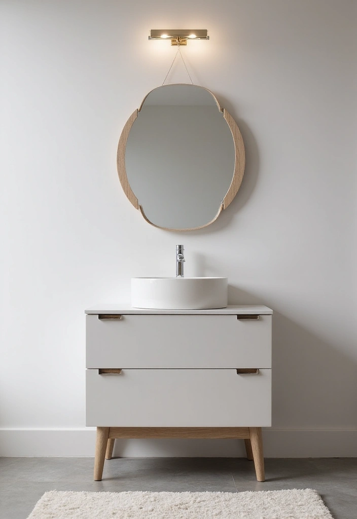 30 Minimalist Bathroom Vanity Ideas That Save Space 26 30 Minimalist Bathroom Vanity Ideas That Save Space - 26. Minimalist Mirrors with Unique Shapes
