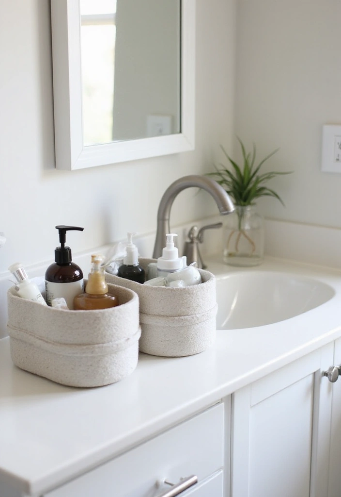 30 Minimalist Bathroom Vanity Ideas That Save Space 28 30 Minimalist Bathroom Vanity Ideas That Save Space - 28. Minimalist Storage Caddies