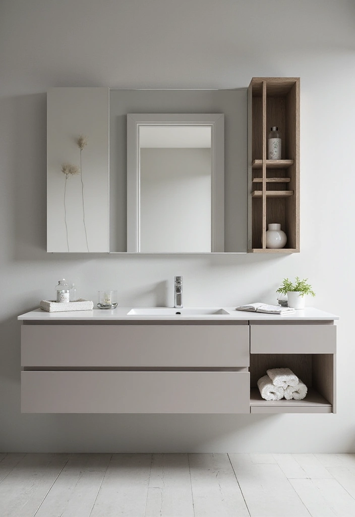 30 Minimalist Bathroom Vanity Ideas That Save Space 30 30 Minimalist Bathroom Vanity Ideas That Save Space - 30. Bathroom Vanities with Integrated Mirrors