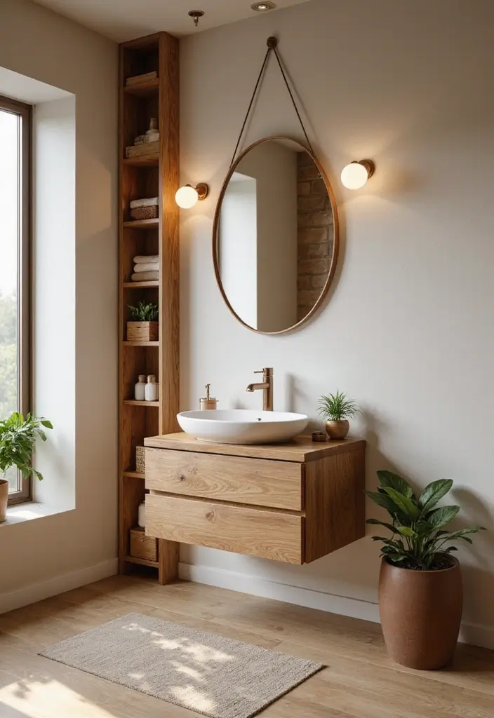 30 Minimalist Bathroom Vanity Ideas That Save Space 5 30 Minimalist Bathroom Vanity Ideas That Save Space - 5. Minimalist Vanity with Natural Wood