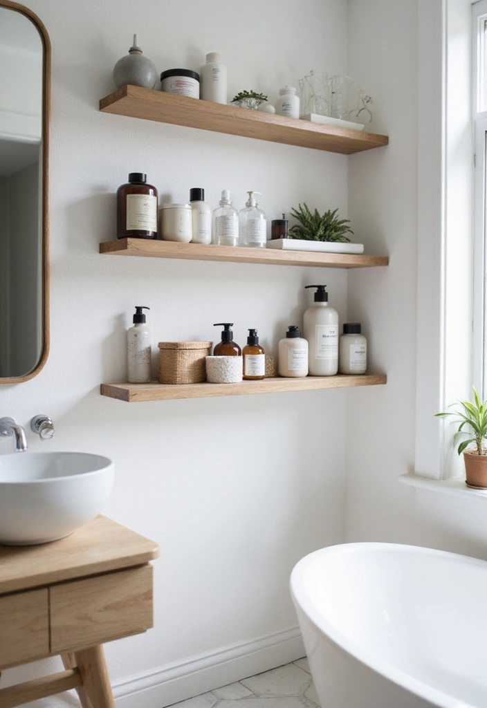 30 Minimalist Bathroom Vanity Ideas That Save Space 6 30 Minimalist Bathroom Vanity Ideas That Save Space - 6. Wall-Mounted Storage Solutions