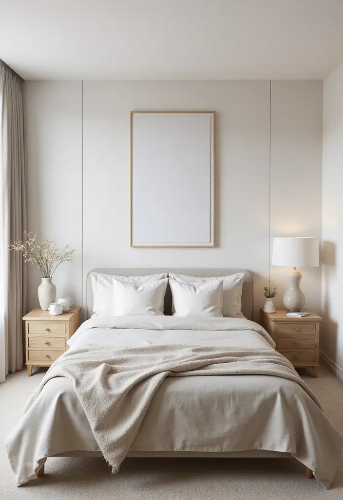 30 Minimalist Bedroom Designs for Every Style 21 30 Minimalist Bedroom Designs for Every Style - 21. Serenity through Symmetry
